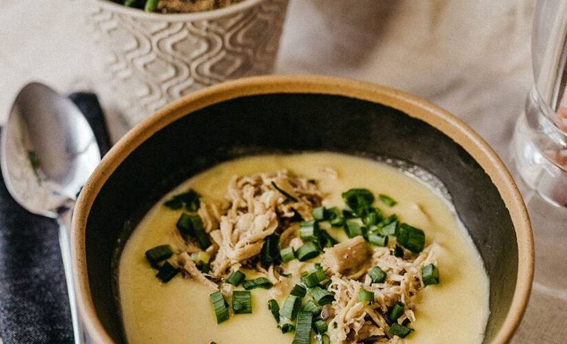 Creamy lentil soup with onion and carrot